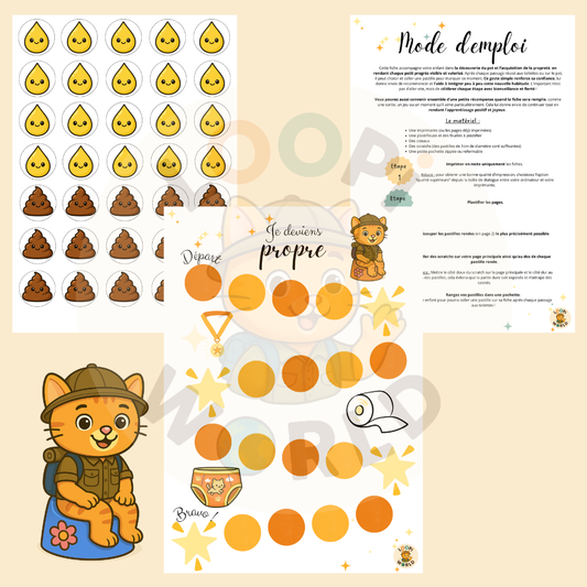 Fiches de motivation à l'apprentissage de la propreté - Orange