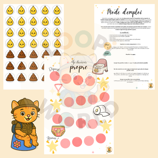 Fiches de motivation à l'apprentissage de la propreté - Rose