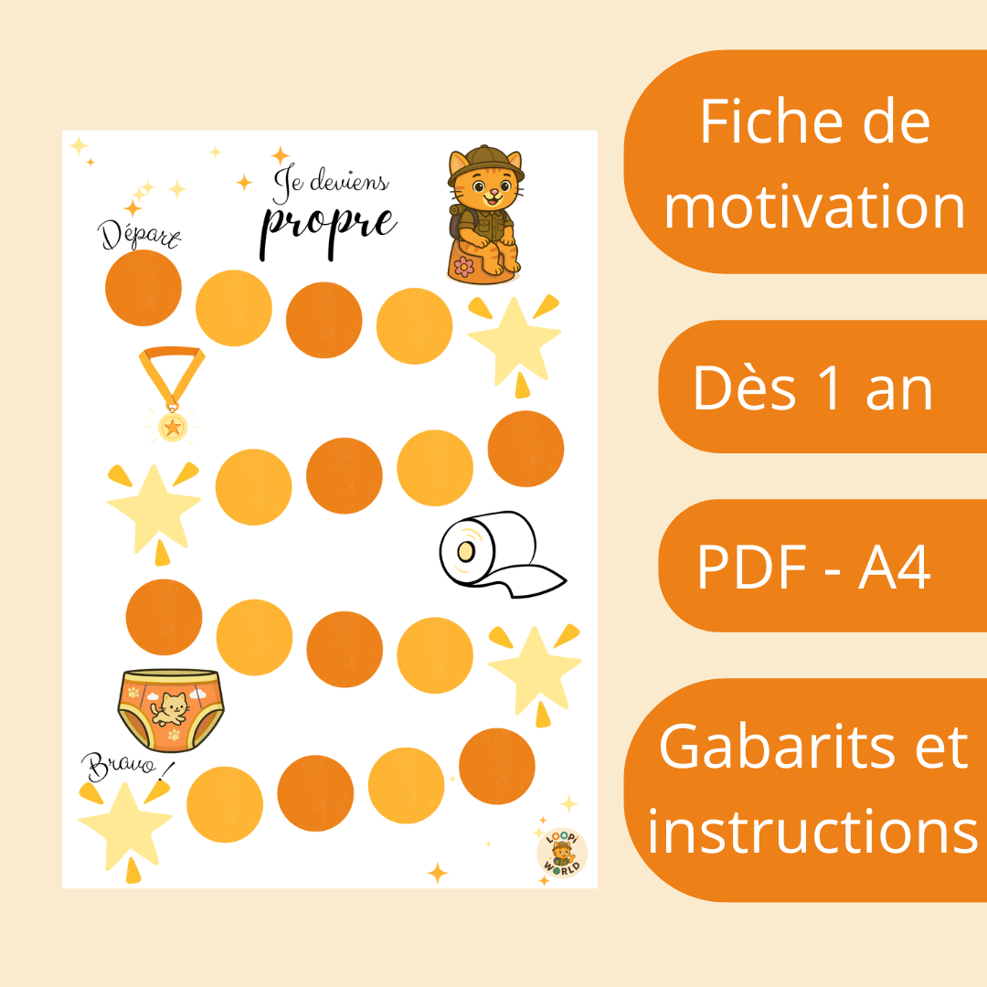 Fiches de motivation à l'apprentissage de la propreté - Orange